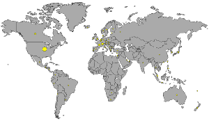 Click me to see in a new window a big map (32KB) showing the country of origin of the visitors 